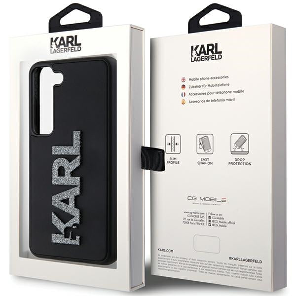 Deksel for Samsung Galaxy S24 S921, Karl Lagerfeld, 3D Rubber Glitter Logo, Svart