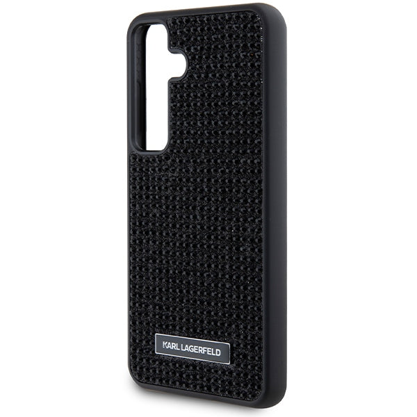 Deksel for Samsung Galaxy S24 S921, Karl Lagerfeld, Rhinestone Metal Plate, Svart