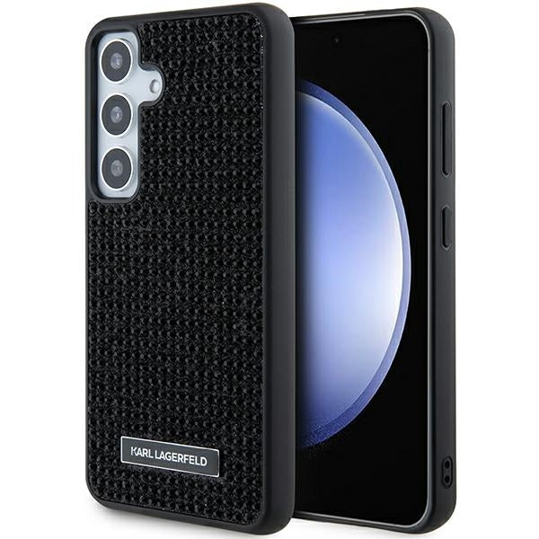 Deksel for Samsung Galaxy S24 S921, Karl Lagerfeld, Rhinestone Metal Plate, Svart