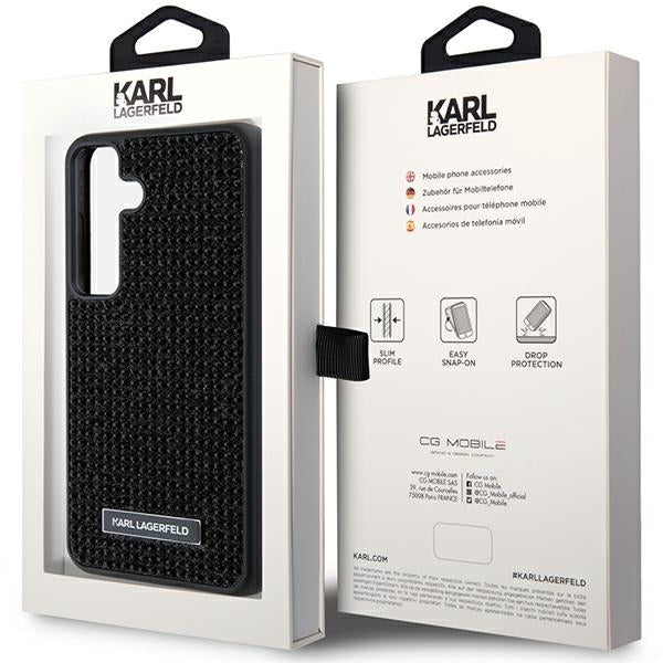 Deksel for Samsung Galaxy S24 S921, Karl Lagerfeld, Rhinestone Metal Plate, Svart
