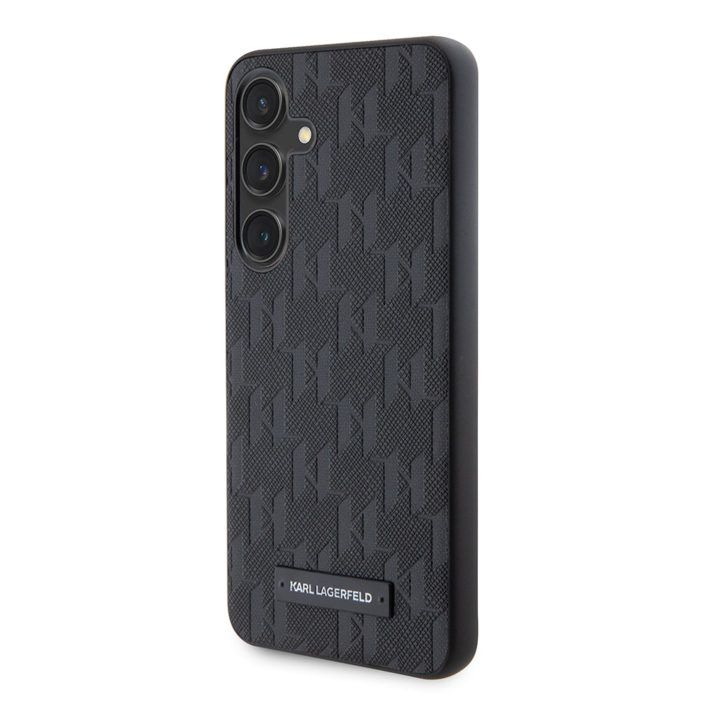 Deksel for Samsung Galaxy S24 S921, Karl Lagerfeld, Saffiano Mono Metal Logo, Svart