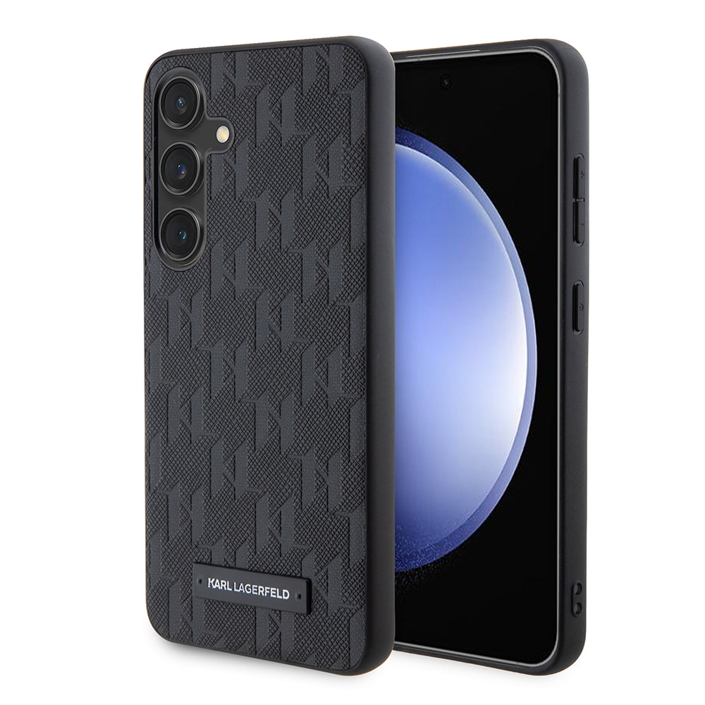 Deksel for Samsung Galaxy S24 S921, Karl Lagerfeld, Saffiano Mono Metal Logo, Svart