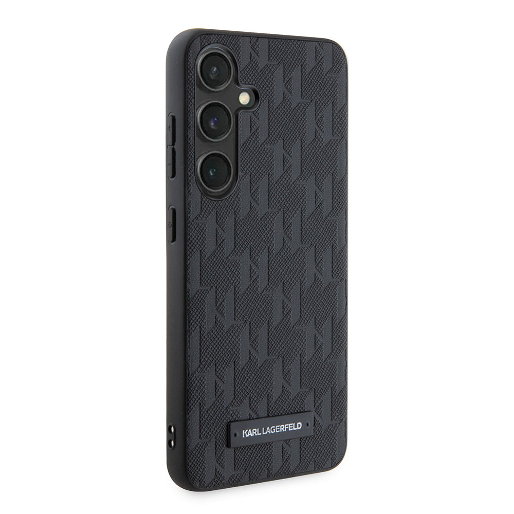 Deksel for Samsung Galaxy S24 S921, Karl Lagerfeld, Saffiano Mono Metal Logo, Svart