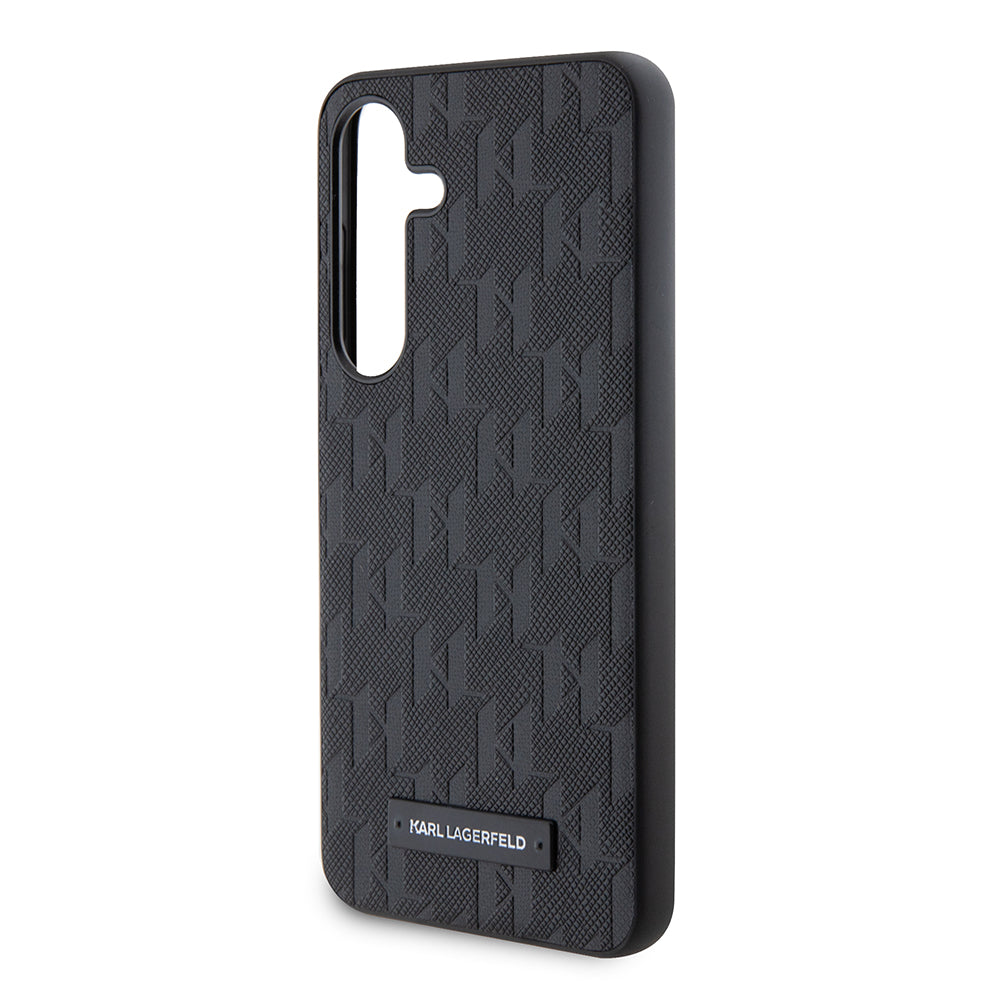 Deksel for Samsung Galaxy S24 S921, Karl Lagerfeld, Saffiano Mono Metal Logo, Svart
