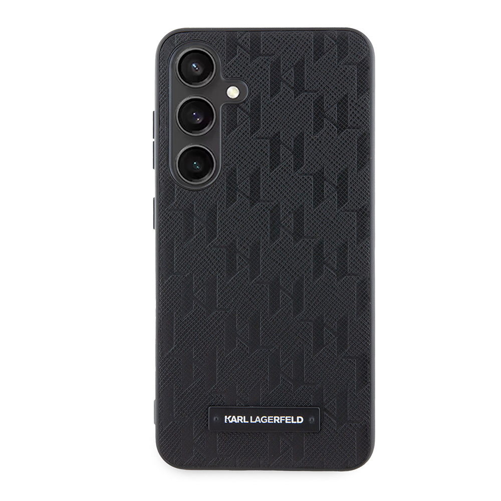 Deksel for Samsung Galaxy S24 S921, Karl Lagerfeld, Saffiano Mono Metal Logo, Svart