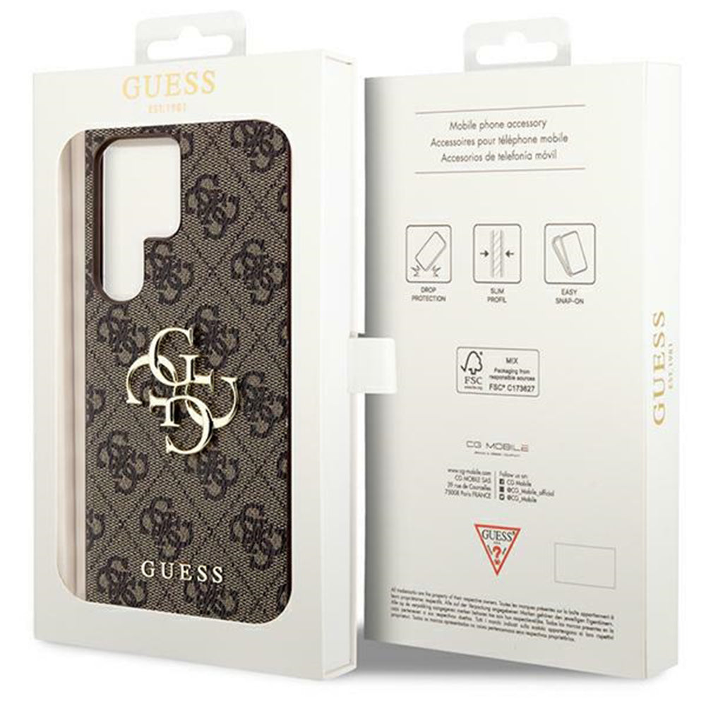 Deksel for Samsung Galaxy S24 Ultra S928, Guess, 4G Big Logo, Brun