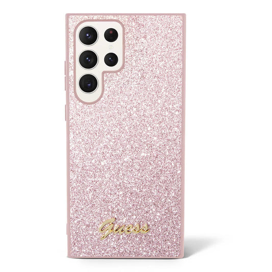 Deksel for Samsung Galaxy S24 Ultra S928, Guess, Glitter Script, Rosa