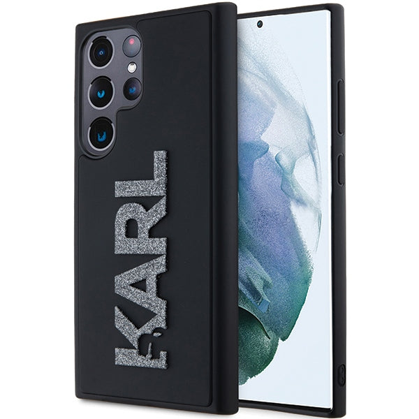 Deksel for Samsung Galaxy S24 Ultra S928, Karl Lagerfeld, 3D Rubber Glitter Logo, Svart