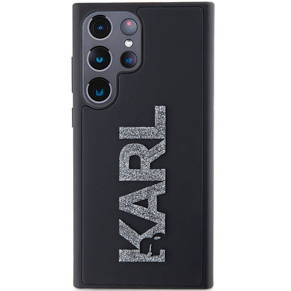 Deksel for Samsung Galaxy S24 Ultra S928, Karl Lagerfeld, 3D Rubber Glitter Logo, Svart