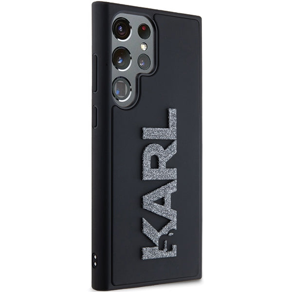 Deksel for Samsung Galaxy S24 Ultra S928, Karl Lagerfeld, 3D Rubber Glitter Logo, Svart
