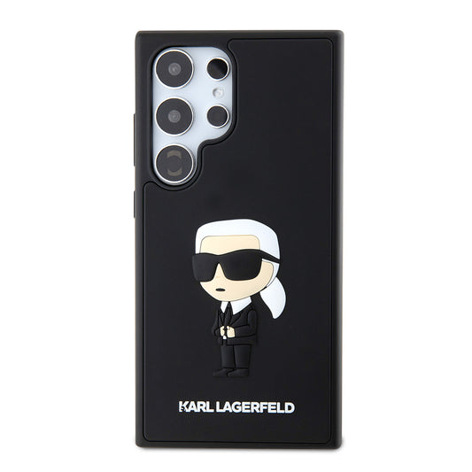 Deksel for Samsung Galaxy S24 Ultra S928, Karl Lagerfeld, 3D Rubber Ikonik Karl, Svart