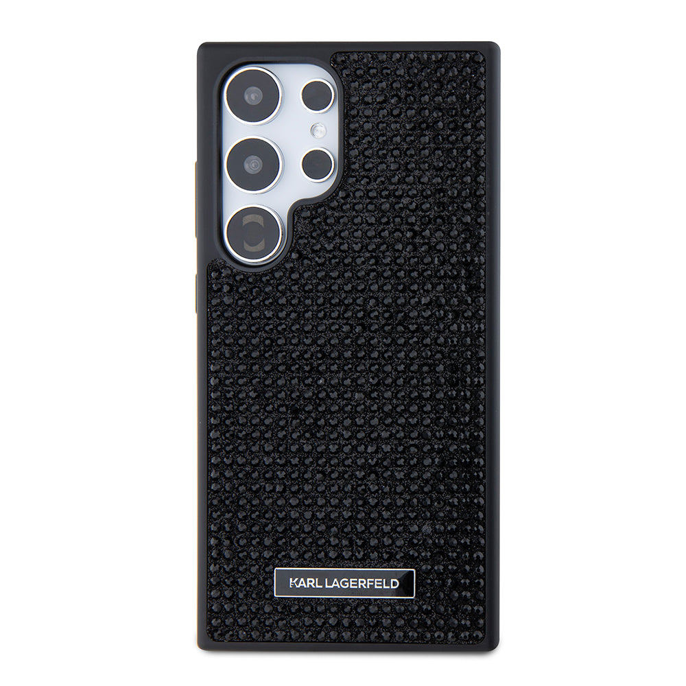 Deksel for Samsung Galaxy S24 Ultra S928, Karl Lagerfeld, Rhinestone Metal Plate, Svart