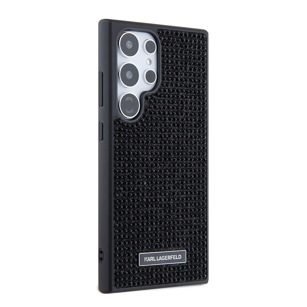 Deksel for Samsung Galaxy S24 Ultra S928, Karl Lagerfeld, Rhinestone Metal Plate, Svart