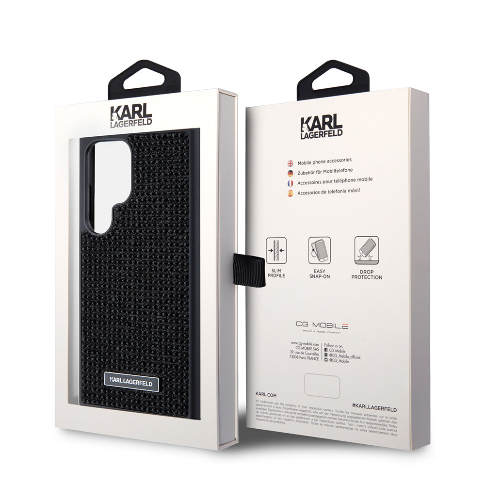 Deksel for Samsung Galaxy S24 Ultra S928, Karl Lagerfeld, Rhinestone Metal Plate, Svart
