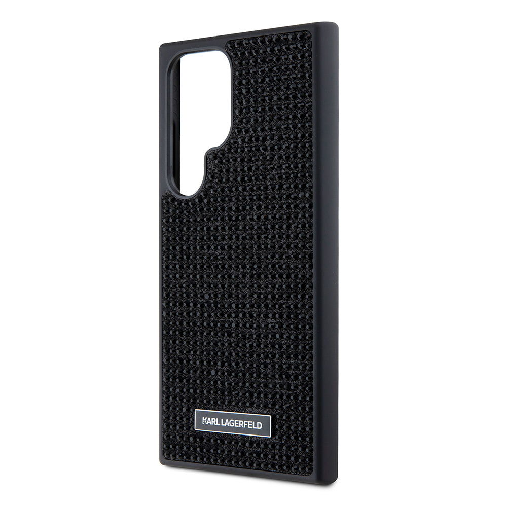 Deksel for Samsung Galaxy S24 Ultra S928, Karl Lagerfeld, Rhinestone Metal Plate, Svart