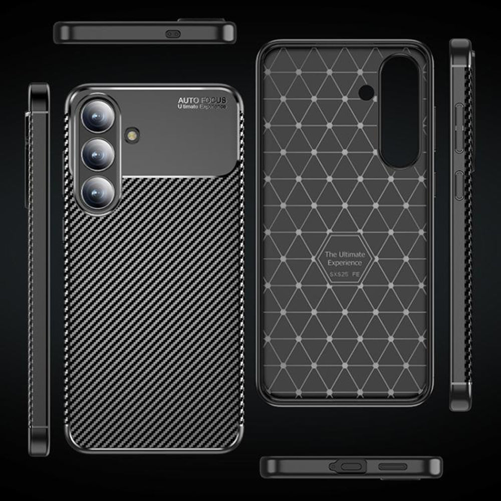 Deksel til Samsung Galaxy S25 FE, Techsuit, CarbonFiber, Svart