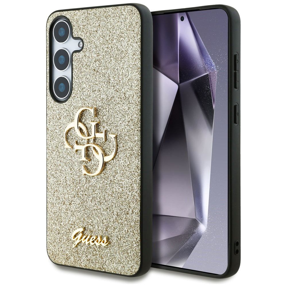 Deksel for Samsung Galaxy S25+ S936, Guess, Glitter Big 4G Script, Gull