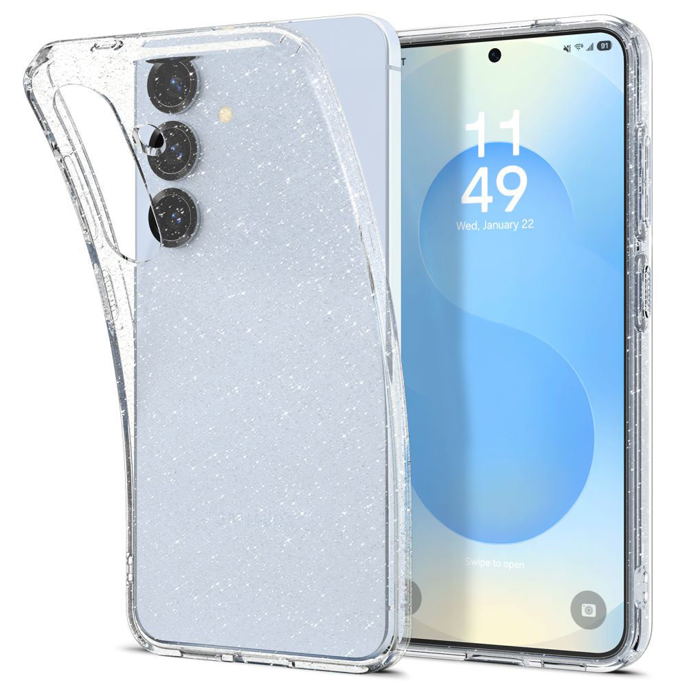 Deksel for Samsung Galaxy S25+ S936, Spigen, Liquid Crystal Glitter, Gjennomsiktig