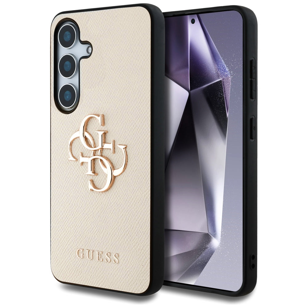 Deksel for Samsung Galaxy S25 S931, Guess, 4G Grained Big and Classic Logo, Beige