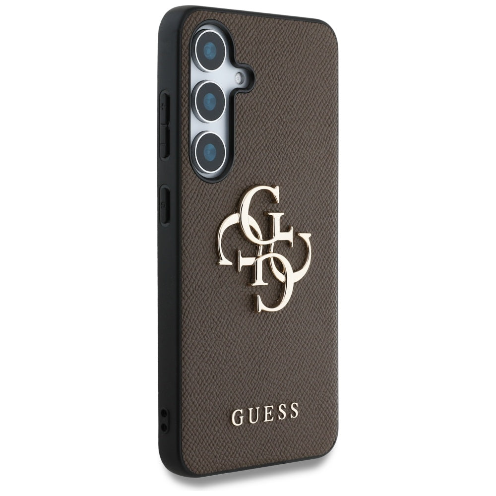 Deksel for Samsung Galaxy S25 S931, Guess, 4G Grained Big and Classic Logo, Brun