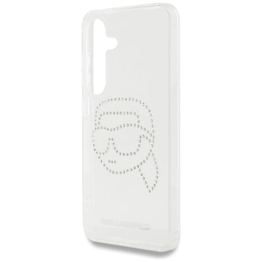 Deksel for Samsung Galaxy S25 S931, Karl Lagerfeld, IML Rhinestones Karl's Head, Gjennomsiktig