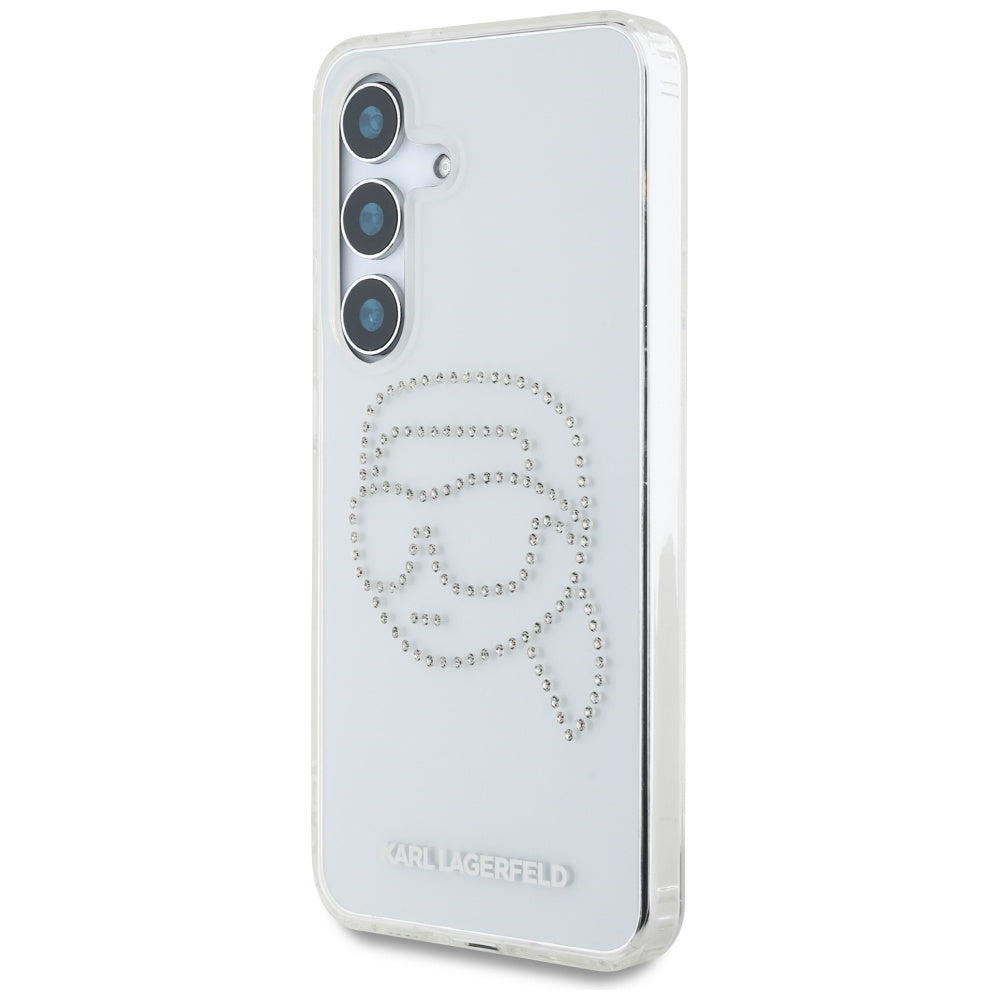 Deksel for Samsung Galaxy S25 S931, Karl Lagerfeld, IML Rhinestones Karl's Head, Gjennomsiktig