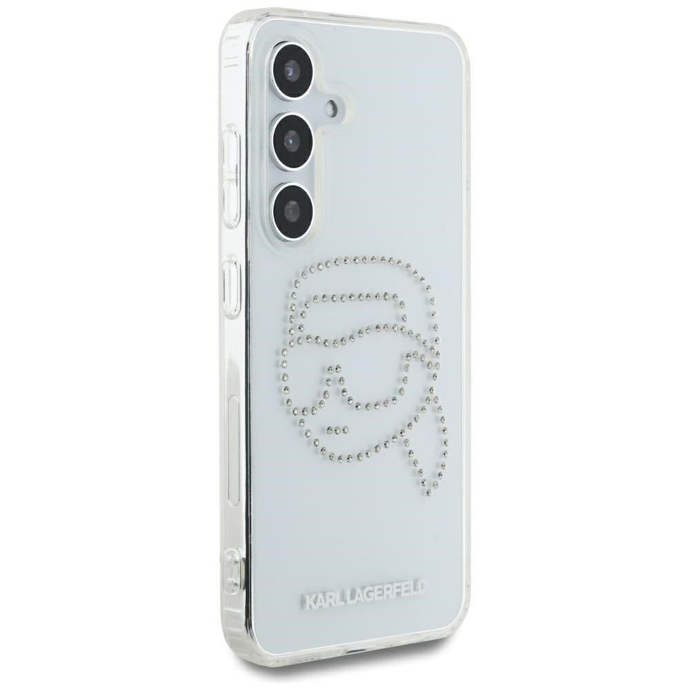 Deksel for Samsung Galaxy S25 S931, Karl Lagerfeld, IML Rhinestones Karl's Head, Gjennomsiktig