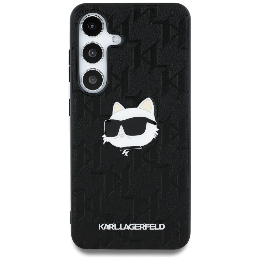 Deksel for Samsung Galaxy S25 S931, Karl Lagerfeld, Monogram Choupette's Head, Svart