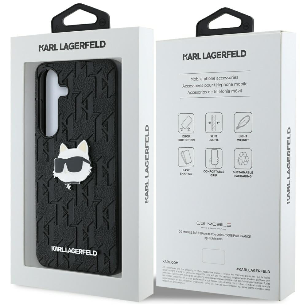 Deksel for Samsung Galaxy S25 S931, Karl Lagerfeld, Monogram Choupette's Head, Svart