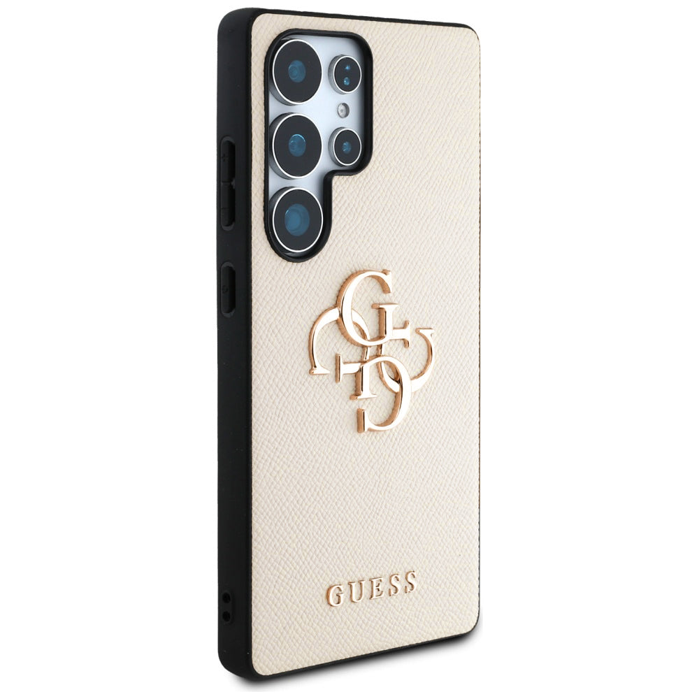 Deksel for Samsung Galaxy S25 Ultra S938, Guess, 4G Grained Big and Classic Logo, Beige