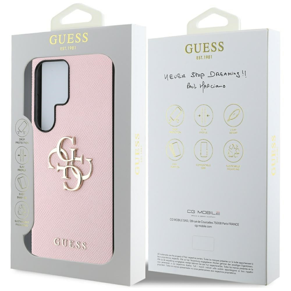Deksel for Samsung Galaxy S25 Ultra S938, Guess, 4G Grained Big and Classic Logo, Rosa