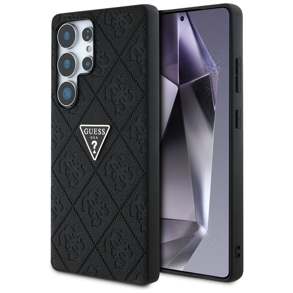Deksel for Samsung Galaxy S25 Ultra S938, Guess, Grained Hot Stamp 4G Triangle, Svart