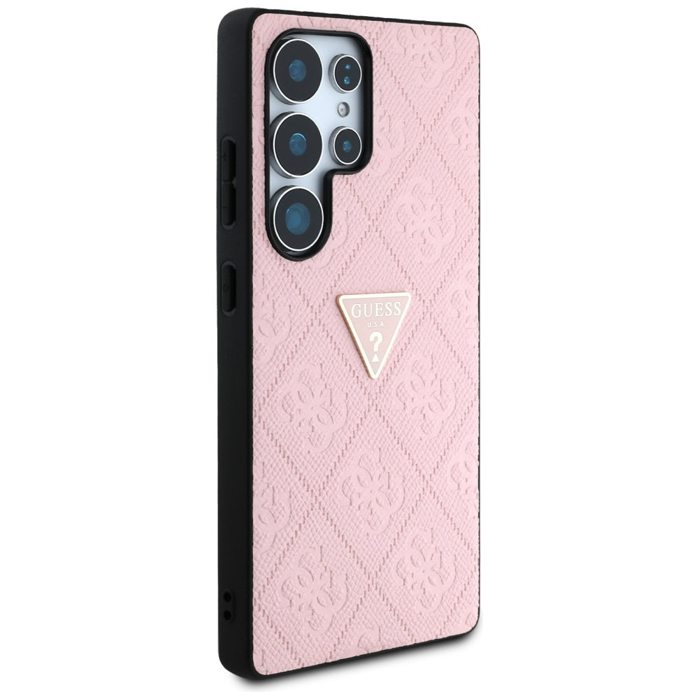Deksel for Samsung Galaxy S25 Ultra S938, Guess, Grained Hot Stamp 4G Triangle, Rosa