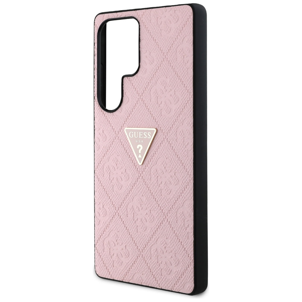 Deksel for Samsung Galaxy S25 Ultra S938, Guess, Grained Hot Stamp 4G Triangle, Rosa