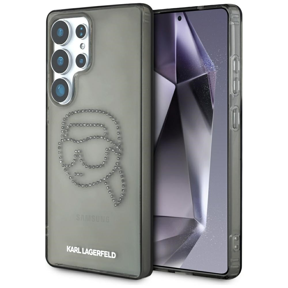 Deksel for Samsung Galaxy S25 Ultra S938, Karl Lagerfeld, IML Rhinestones Karl's Head, Svart
