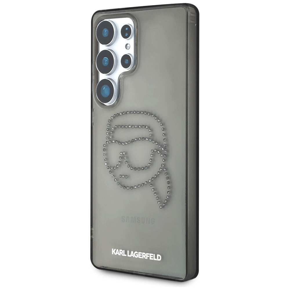 Deksel for Samsung Galaxy S25 Ultra S938, Karl Lagerfeld, IML Rhinestones Karl's Head, Svart
