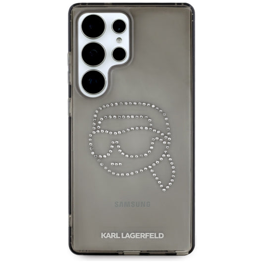 Deksel for Samsung Galaxy S25 Ultra S938, Karl Lagerfeld, IML Rhinestones Karl's Head, Svart