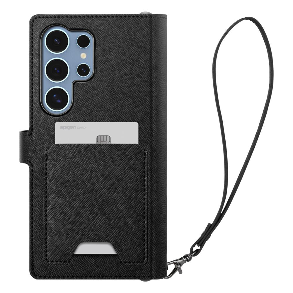 Deksel for Samsung Galaxy S25 Ultra S938, Spigen, Wallet S, Svart ACS09124