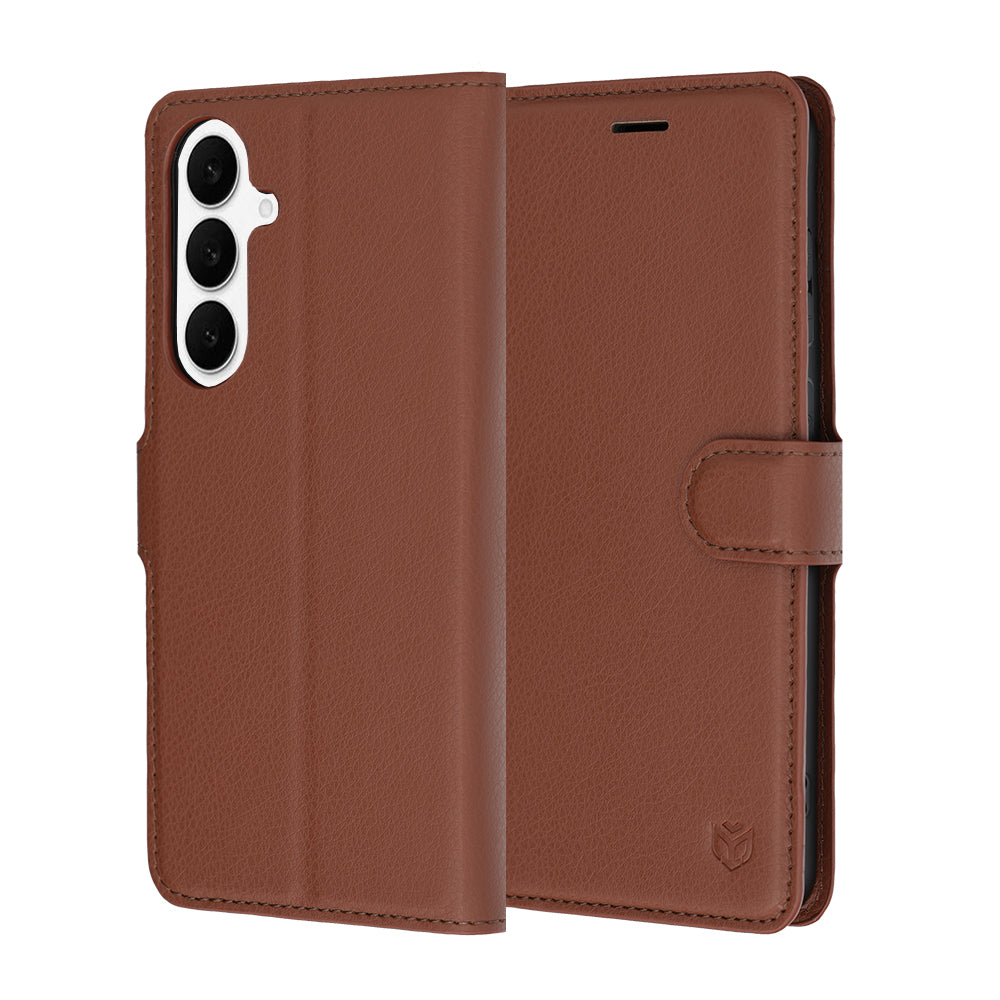 Deksel til Samsung Galaxy S26 FE S741 / S25 FE, Techsuit, Lær Folio, Brun