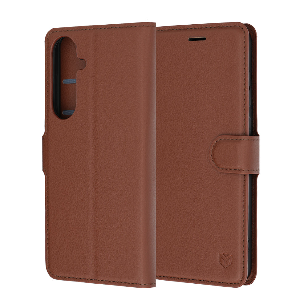 Deksel til Samsung Galaxy S26 FE S741 / S25 FE, Techsuit, Lær Folio, Brun