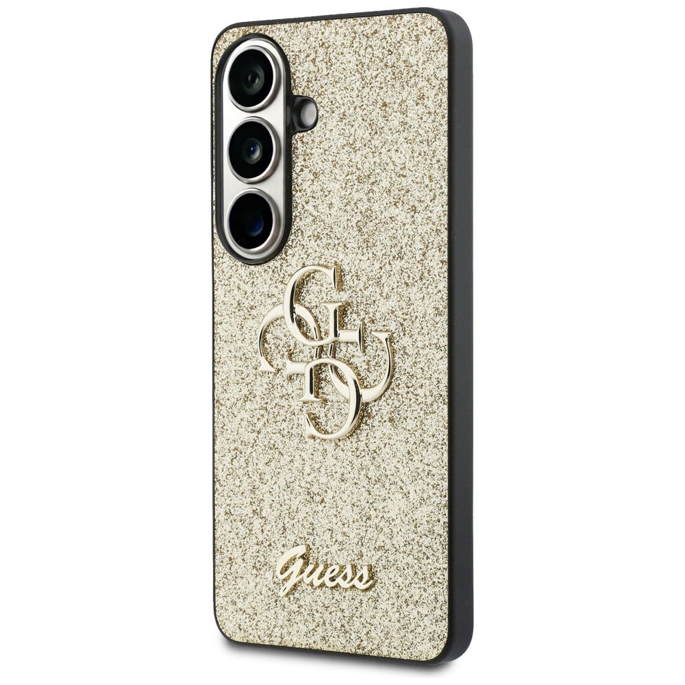 Deksel for Samsung Galaxy S26 S942, Guess, Fixed Glitter Big 4G Metal Frame, Gull
