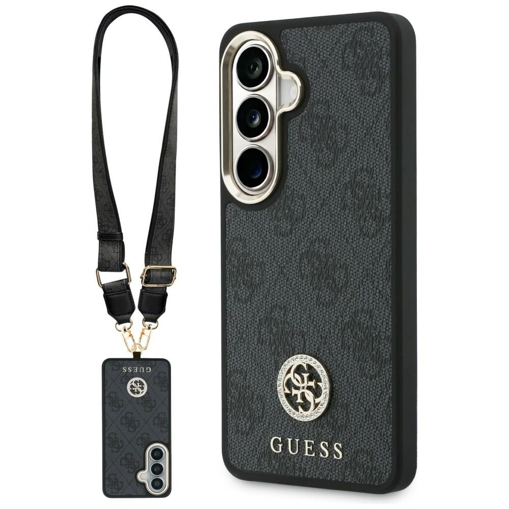 Deksel for Samsung Galaxy S26 S942, GUESS, 4G Big Rhinestone Triangle Strap, Svart