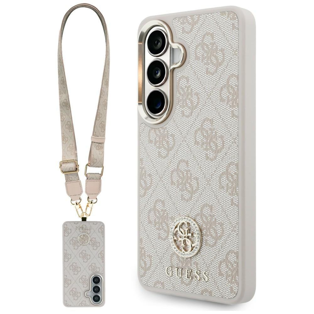 Deksel for Samsung Galaxy S26 S942, GUESS, 4G Big Rhinestone Triangle Strap, Rosa