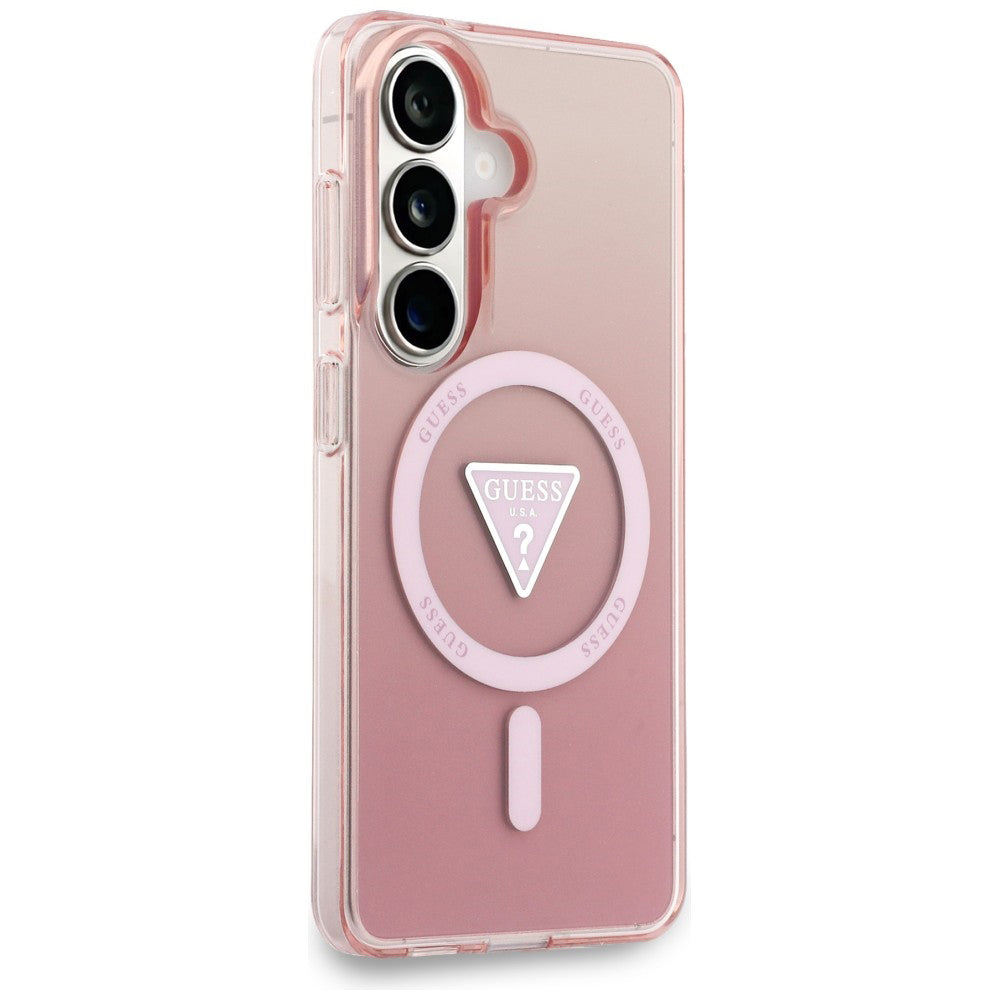 MagSafe-deksel for Samsung Galaxy S26 S942, Guess, IML Gradient Triangle Logo, Rosa