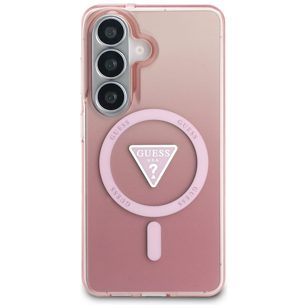 MagSafe-deksel for Samsung Galaxy S26 S942, Guess, IML Gradient Triangle Logo, Rosa
