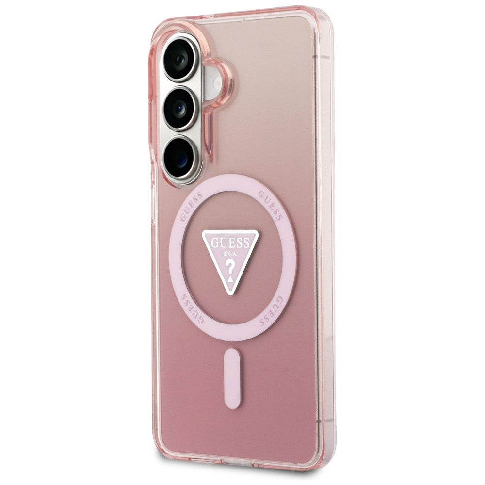 MagSafe-deksel for Samsung Galaxy S26 S942, Guess, IML Gradient Triangle Logo, Rosa