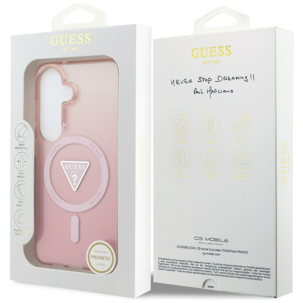 MagSafe-deksel for Samsung Galaxy S26 S942, Guess, IML Gradient Triangle Logo, Rosa