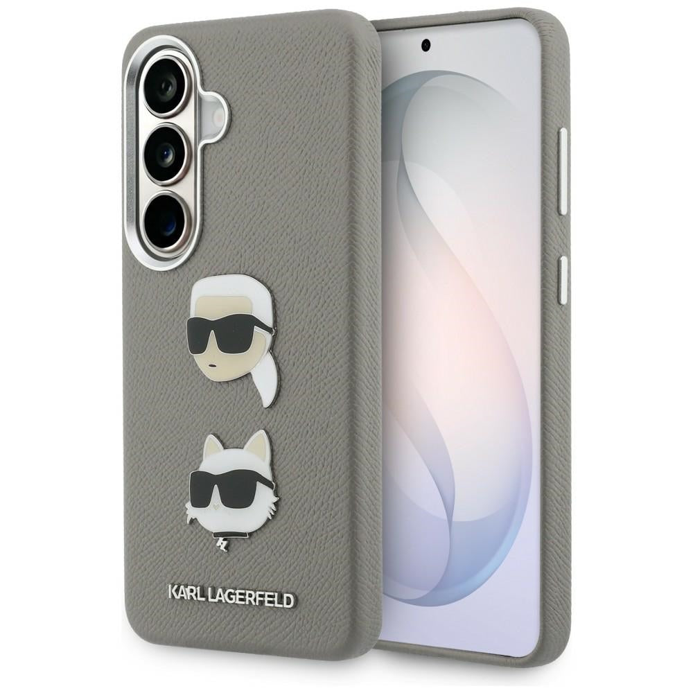 Deksel for Samsung Galaxy S26 S942, Karl Lagerfeld, Saffiano Karl & Choupette's Head Pin, Grå