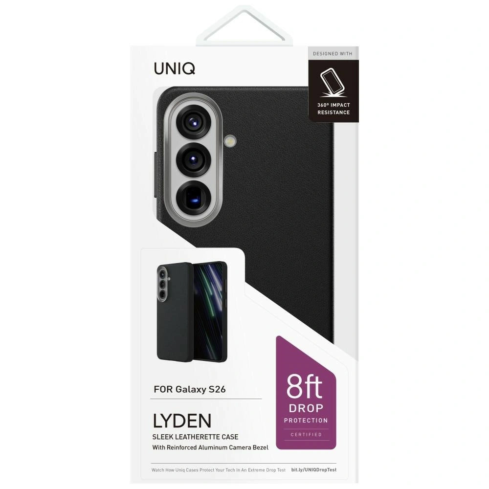 Deksel for Samsung Galaxy S26 S942, UNIQ, Lyden Leatherette, Svart