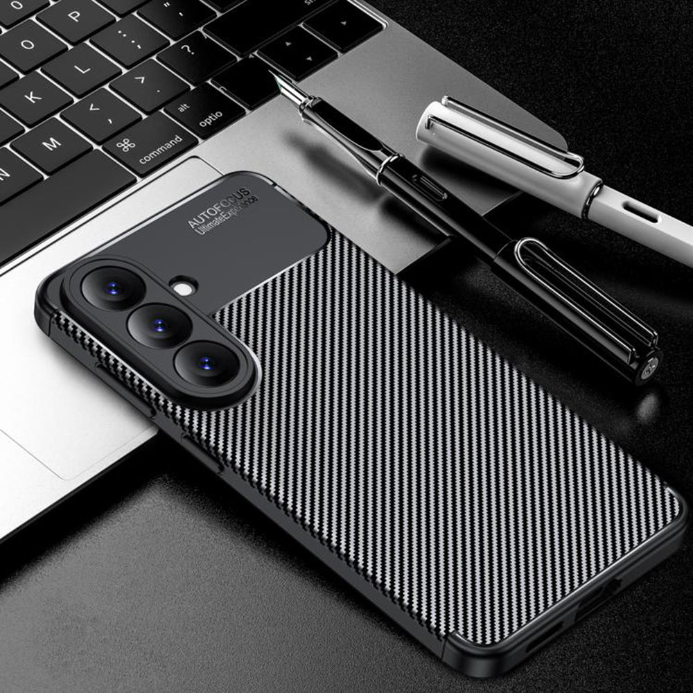Deksel for Samsung Galaxy S26 S942, Techsuit, CarbonFiber, Svart